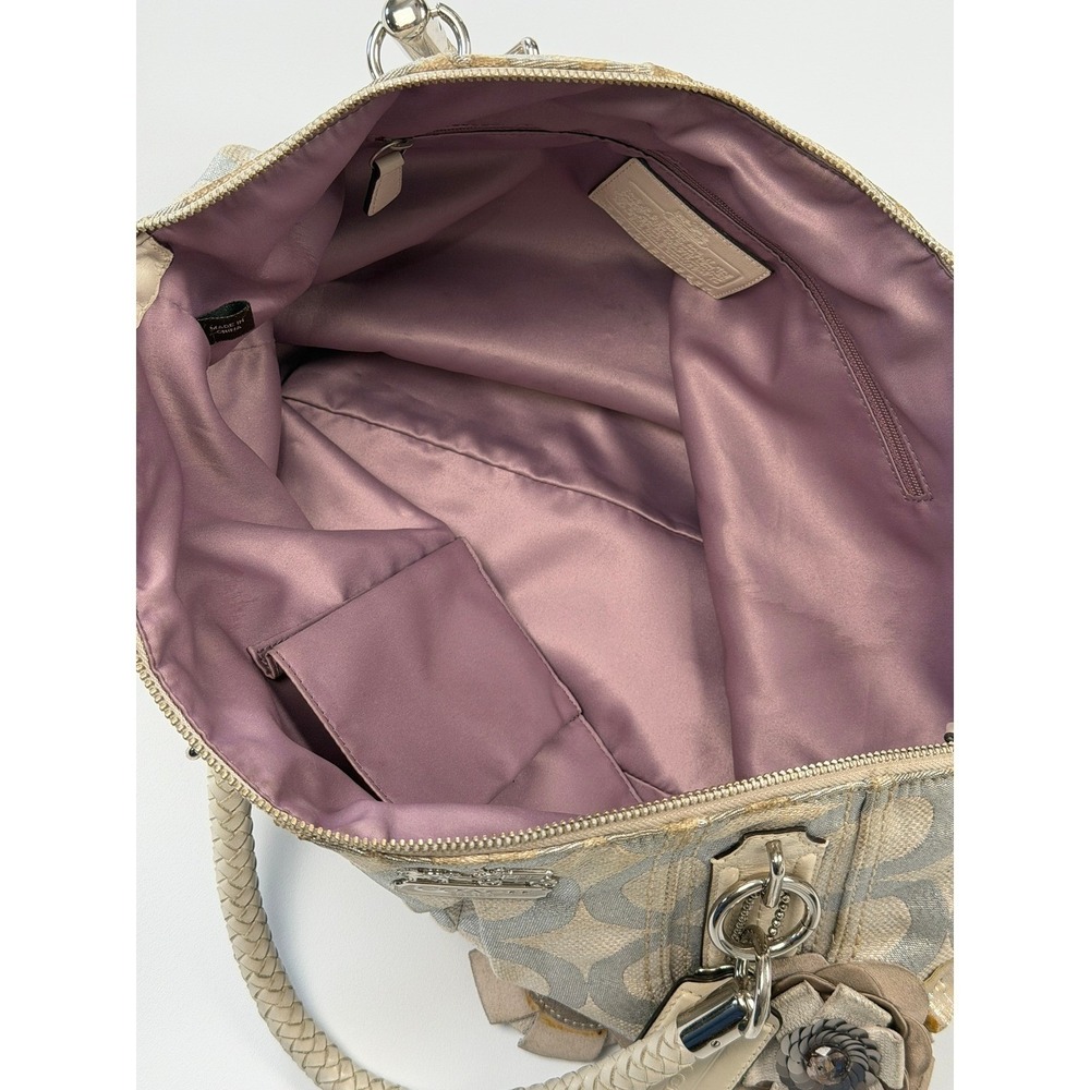 Coach Shoulder Bag Womens Large Silver Good Limited Edition Floral Jacquard - Picture 13 of 16